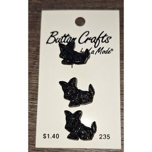 Button Crafts by La Mode Black Scottie Dog Buttons 7/8 Inch 22mm 3 Count 235